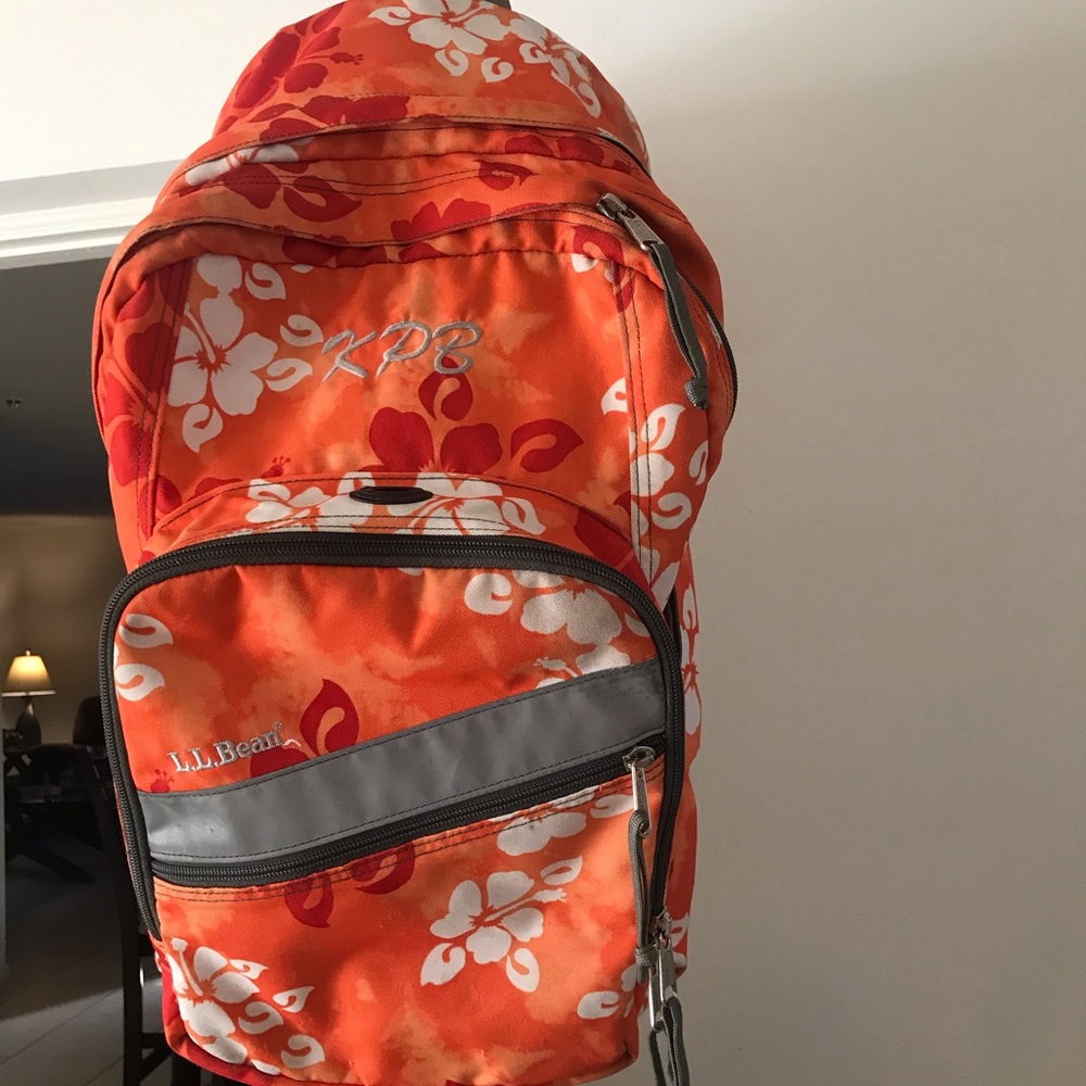 Orange tropical LL Bean backpack